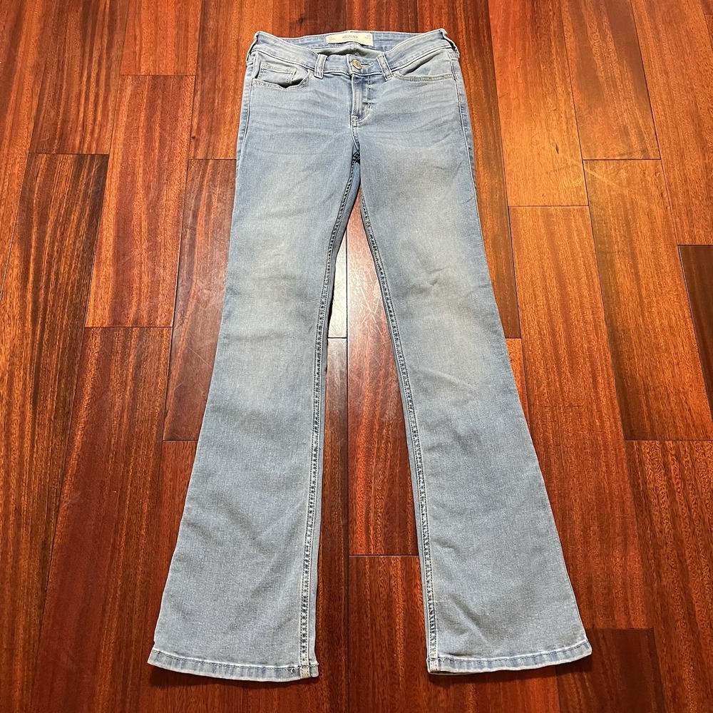 Hollister Low Rise Bootcut Jeans Womens 00R W24 Blue Light Wash Flare Fits 26x31